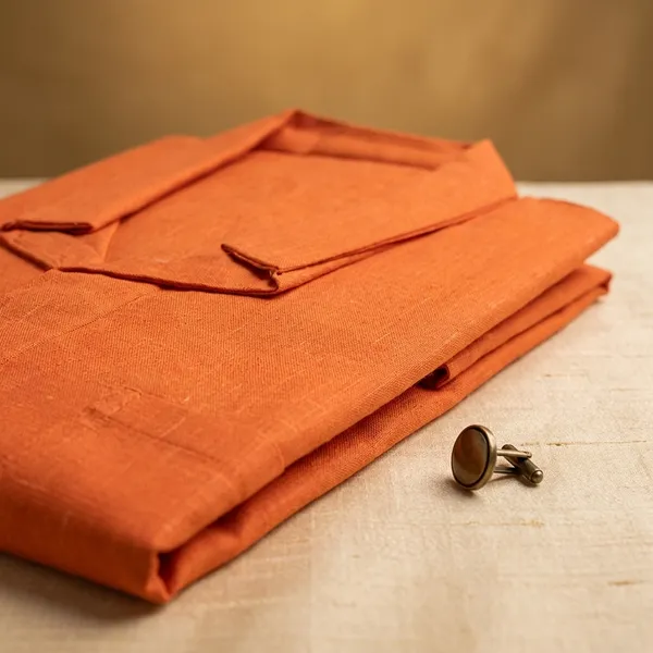 Orange_Cotton_Blend_Mix_Kurta_For_Men