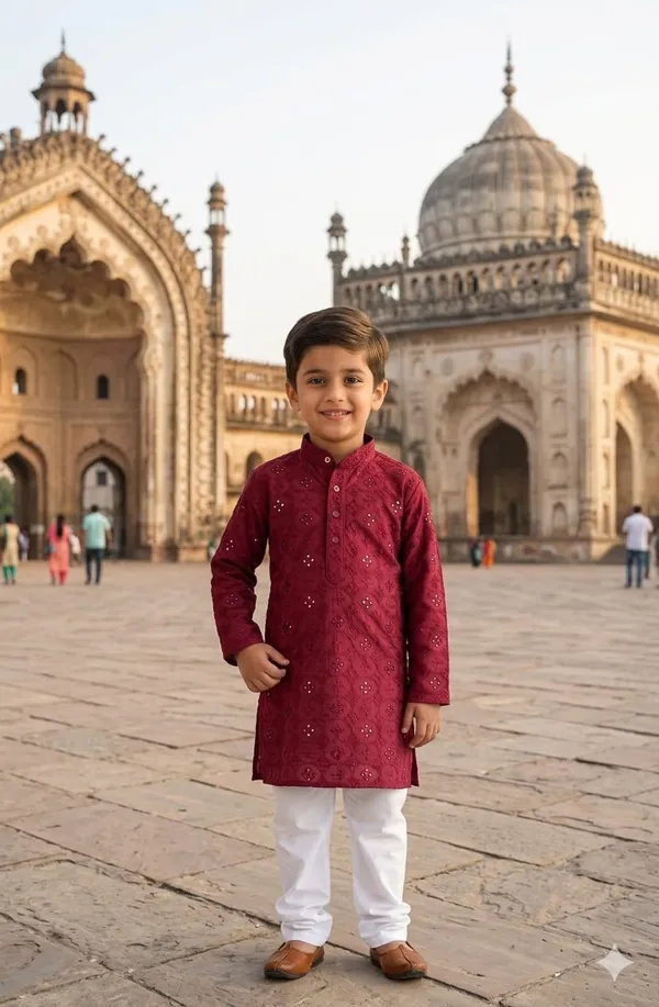 Kids_Lakhnavi_Kurta_And_Pajama_Set_