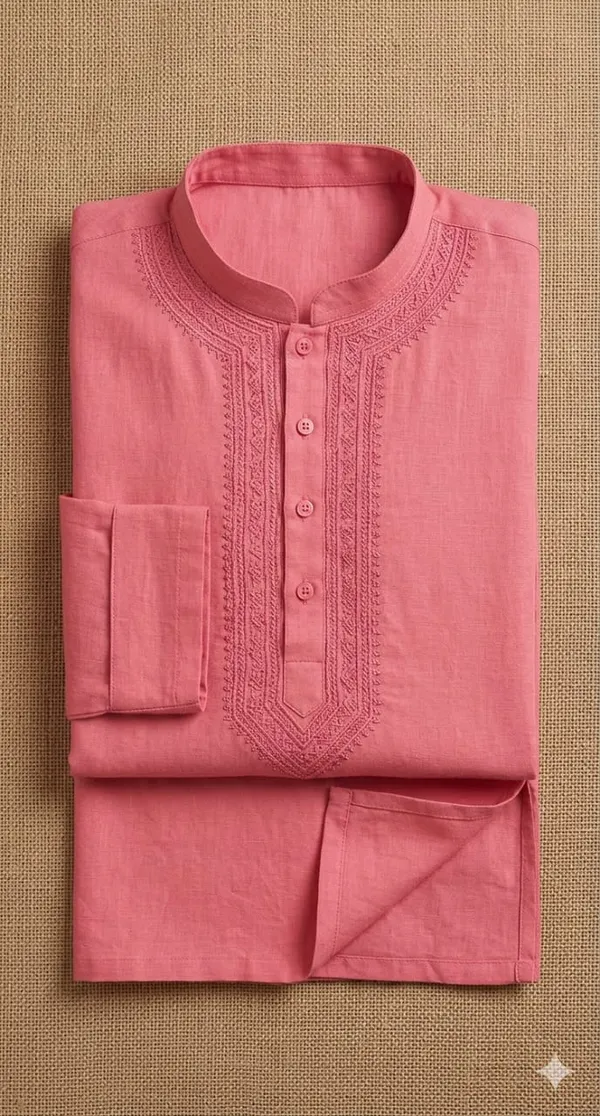 Lightweight_And_Breathable_Cotton_Kurta_In_Carrot_Pink_Colour_