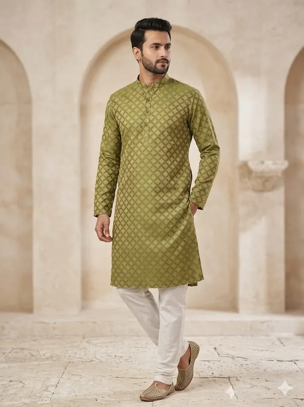 Printed__Kurta_Silk_Based_In_green_Colour_