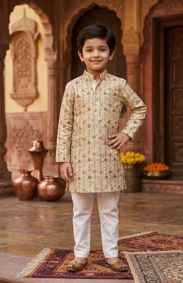Traditional_Printed_Boys_Kurta_in_beige/Cream_Base_