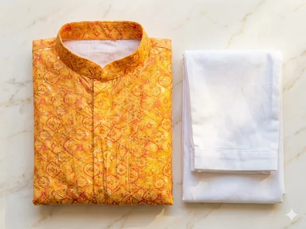 Yellow_Printed_Kids_Cotton_Blend_Kurta_Pajama_Set_