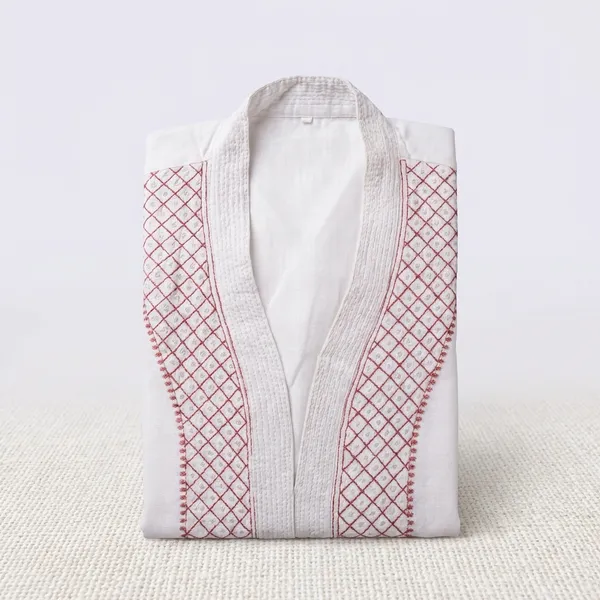White_Khaddar_Cotton_Short_Kurta_For_Men