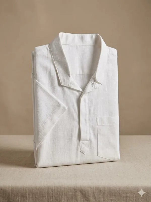 White_Cotton_Short_Kurta_For_Men