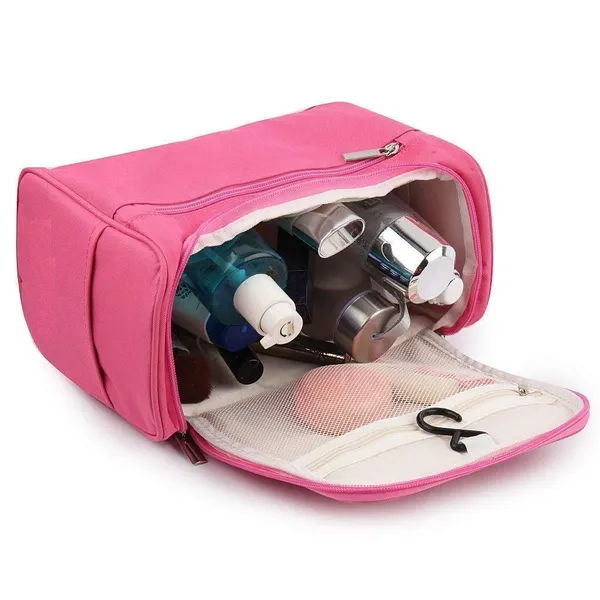 Pink_Polyester_Toiletry_Bag_For_Storing_Toiletries_While_Traveling