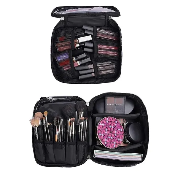 Black_And_Pink_Polyester_Double_Deck_Bag_For_Carrying_Clothes_And_Travel_Items