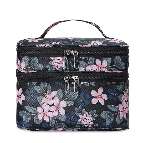 Black_And_Pink_Polyester_Double_Deck_Bag_For_Carrying_Clothes_And_Travel_Items