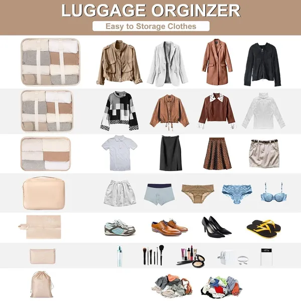 Beige_Nylon_Packing_Cubes_Set_For_Travel_Clothes_Organization_Pack_Of_7