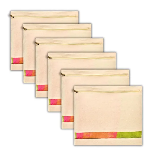 Gritty_Cotton_Canvas_Saree_Bag_Big_Size_Single_(16x14_Inch)_with_Zip_Closure_for_Clothes_Bags_and_Wardrobe_Organizer_with_Transparent_Mesh_Window,_Beige_(PACK_OF_6)