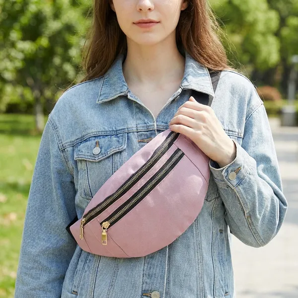 Lavender_And_Black_Polyester_Waist_Bag_For_Carrying_Phone,_Money,_And_Essentials