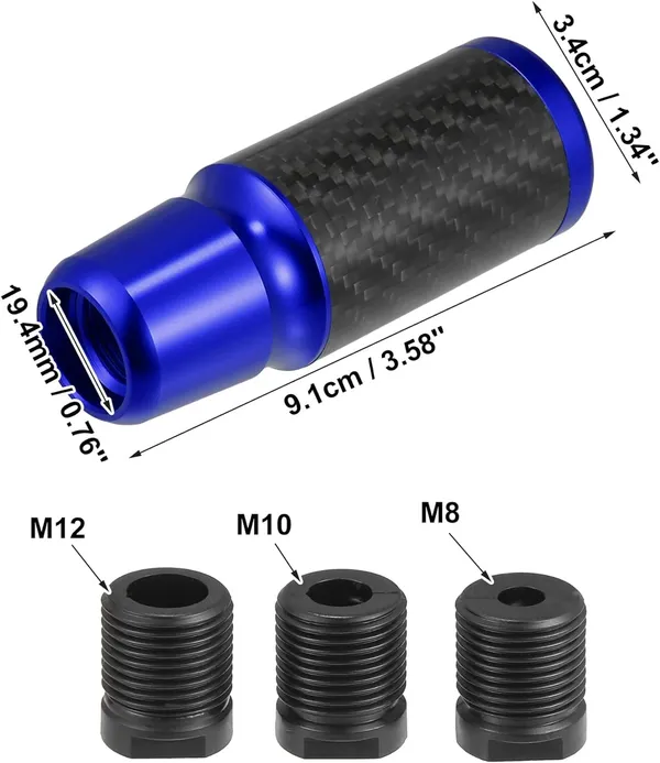 Blue_Aluminium,_Carbon_Fibre_Gear_Shift_Knob_Pack_Of_3