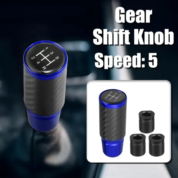 Blue_Aluminium,_Carbon_Fibre_Gear_Shift_Knob_Pack_Of_3