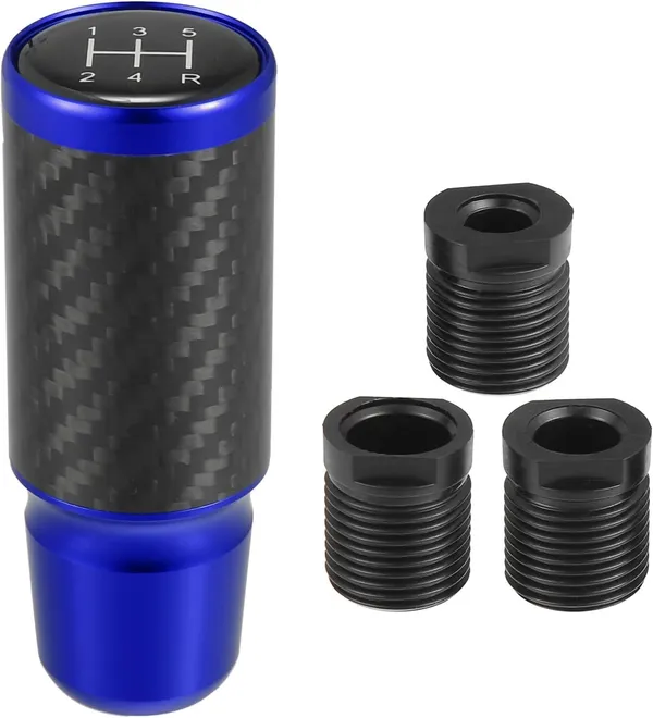 Blue_Aluminium,_Carbon_Fibre_Gear_Shift_Knob_Pack_Of_3