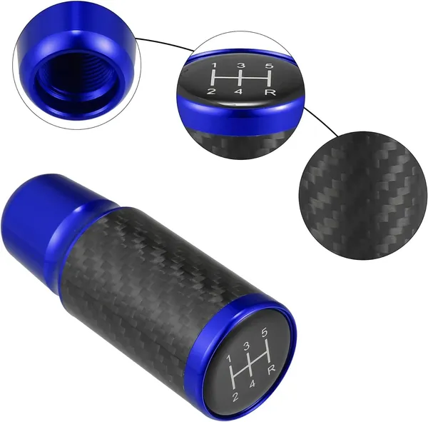 Blue_Aluminium,_Carbon_Fibre_Gear_Shift_Knob_Pack_Of_3