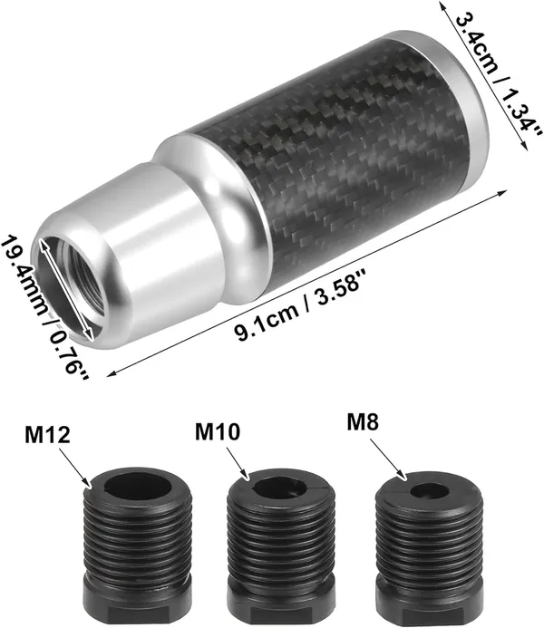 Silver_Aluminium,_Carbon_Fibre_Gear_Shift_Knob_Pack_Of_3