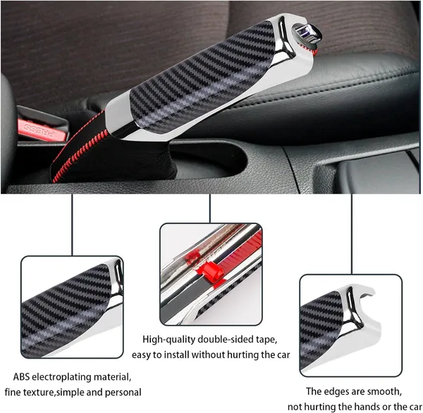 Blackandsilver_Pu_Leather_Handbrake_Cover