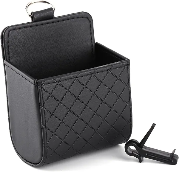 Black_Faux_Leather_Car_Vent_Organizer