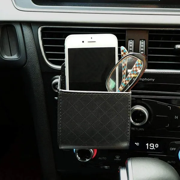 Black_Faux_Leather_Car_Vent_Organizer