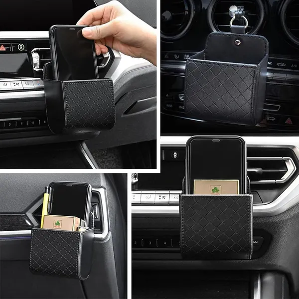 Black_Faux_Leather_Car_Vent_Organizer