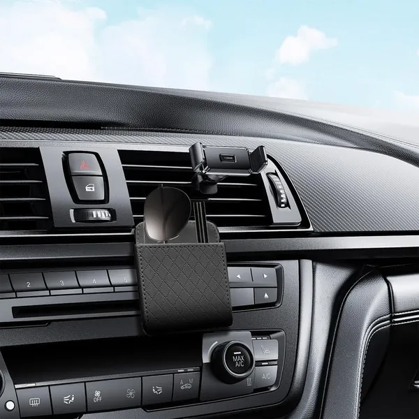 Black_Faux_Leather_Car_Vent_Organizer