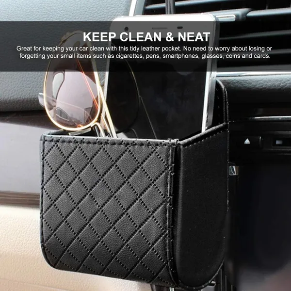 Black_Faux_Leather_Car_Vent_Organizer