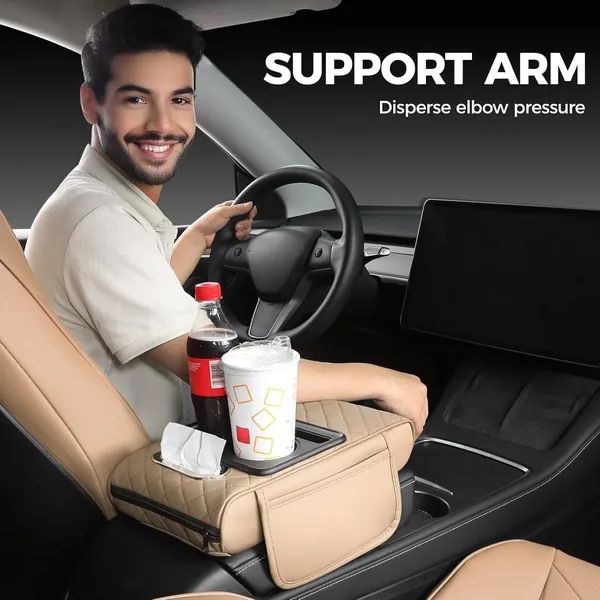 Beige_Leather,_Memory_Foam_Armrest_Cushion