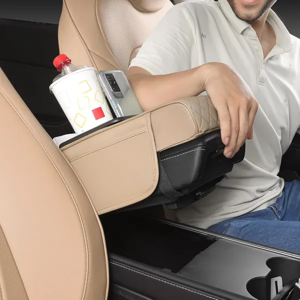 Beige_Leather,_Memory_Foam_Armrest_Cushion