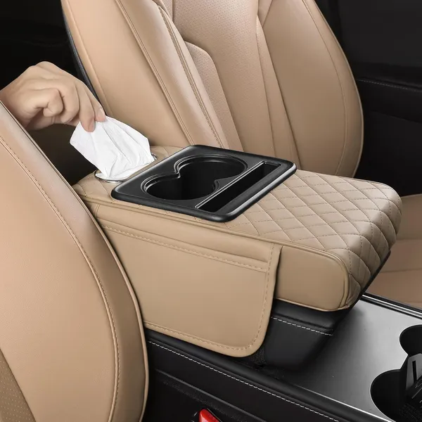 Beige_Leather,_Memory_Foam_Armrest_Cushion