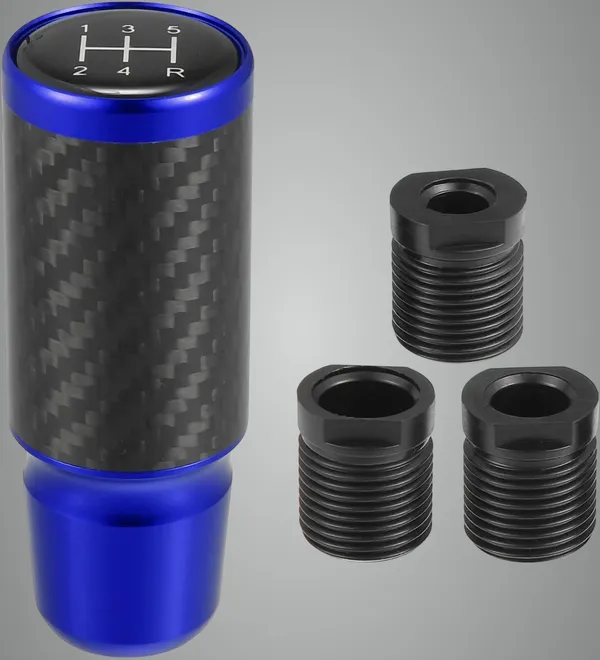 Blue_Aluminium,_Carbon_Fibre_Gear_Shift_Knob_Pack_Of_3