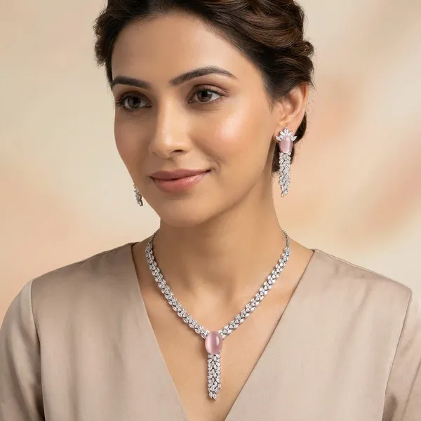 White_And_Pink_Alloy_American_Diamond_Stone_Necklace_Set_For_Women