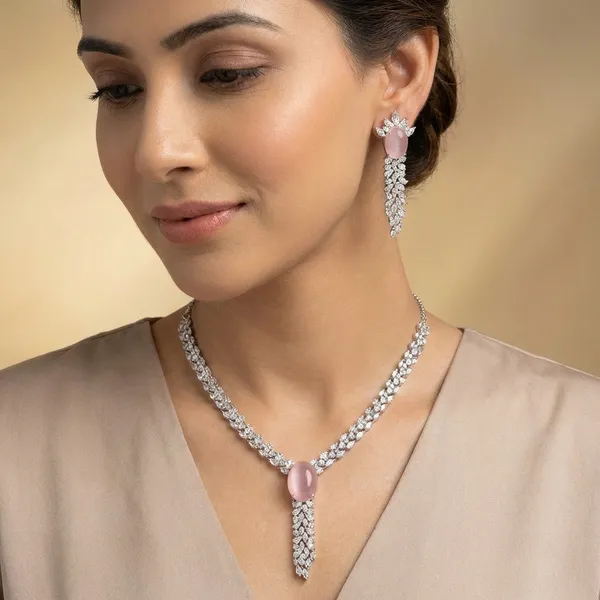 White_And_Pink_Alloy_American_Diamond_Stone_Necklace_Set_For_Women