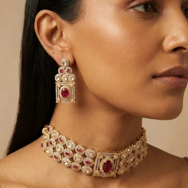 Gold_Alloy_Stone_Choker_Necklace_Set_For_Women