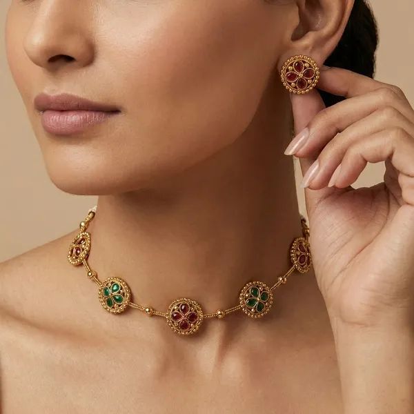 Multicolor_Alloy_Gemstone_Necklace_Set_For_Women