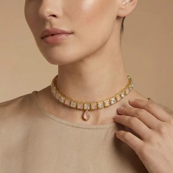 Gold_Alloy_Stone_Crystal_Choker_Necklace_Set_For_Women