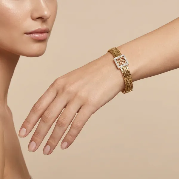 Gold_Beads_Fabric_Metal_Bracelet_For_Women