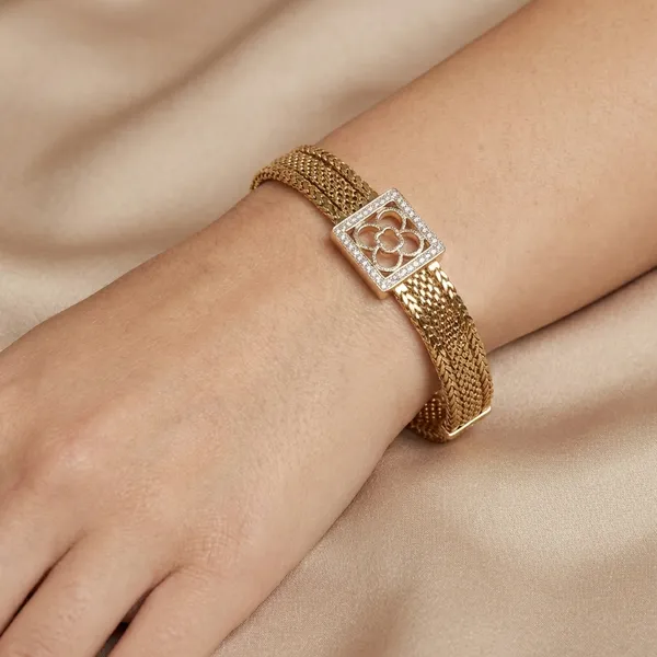Gold_Beads_Fabric_Metal_Bracelet_For_Women
