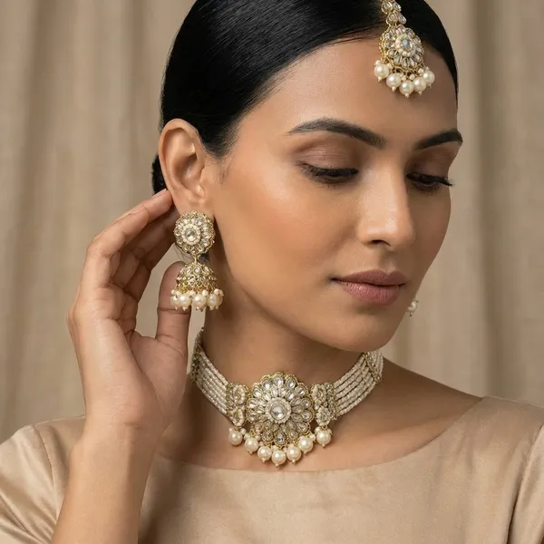 White_Alloy_Kundan_Pearl_Bridal_Jewelry_Set_For_Women