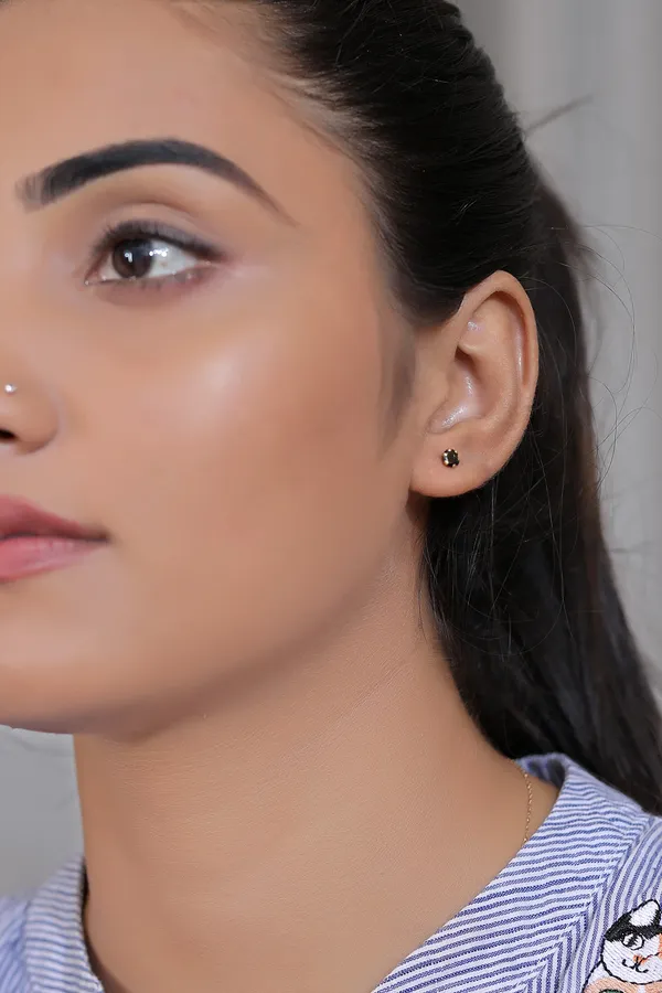Black_Gold_Plated_Stud_Earrings_For_Women