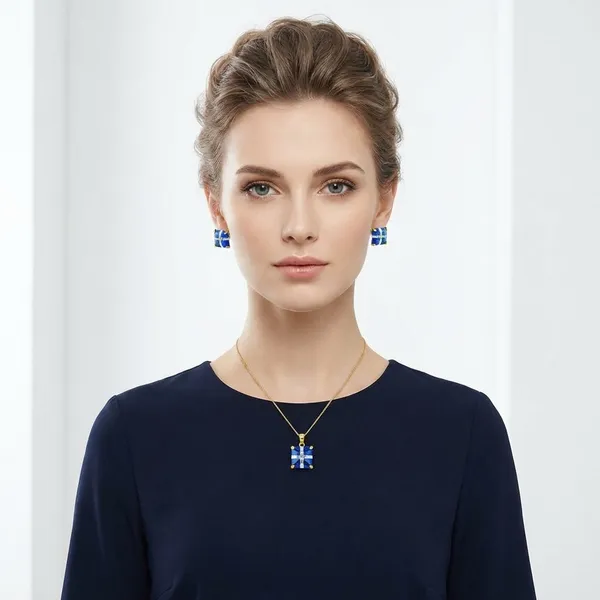 Blue_Gold_Plated_Pendant_And_Earring_Set_For_Women
