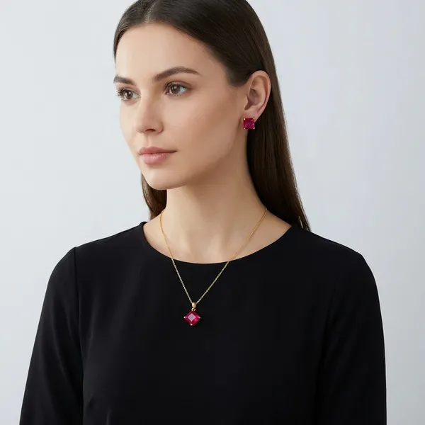 Pink_Gold_Plated_Pendant_And_Earring_Set_For_Women