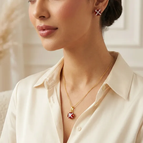 Red_Gold_Plated_Pendant_And_Earring_Set_For_Women