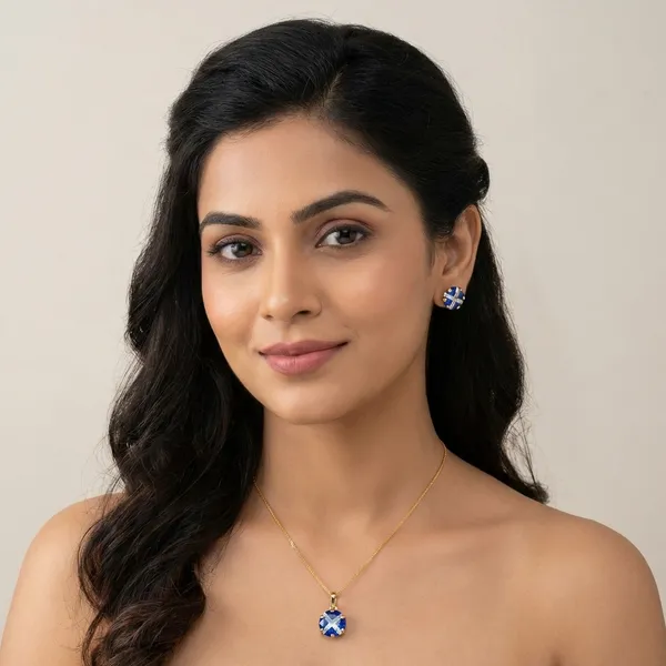 Blue_Gold_Plated_Pendant_And_Earring_Set_For_Women