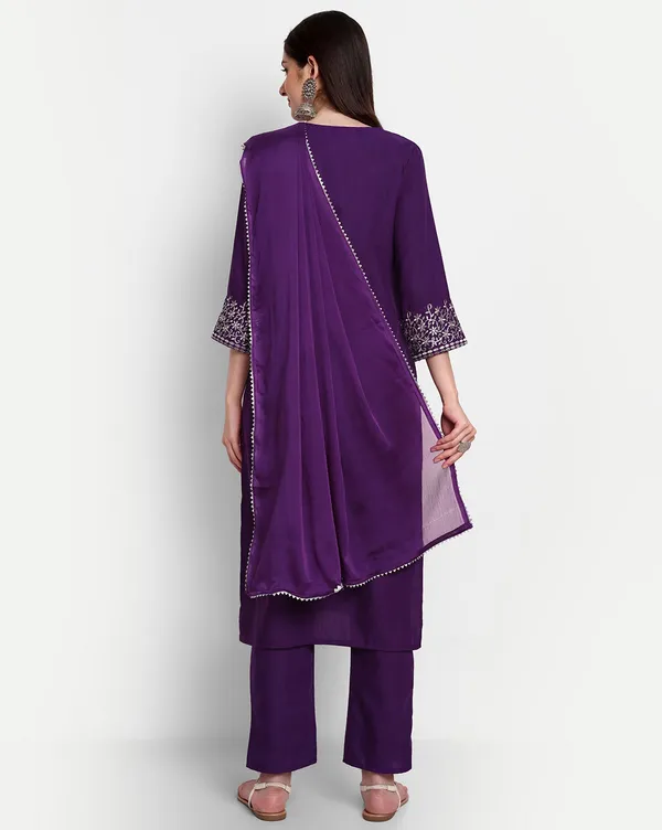 Blue_Rayon_Slub_Kurti_With_Pant_And_Dupatta_Set_For_Women