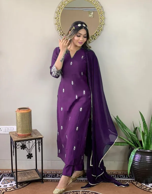 Blue_Rayon_Slub_Kurti_With_Pant_And_Dupatta_Set_For_Women