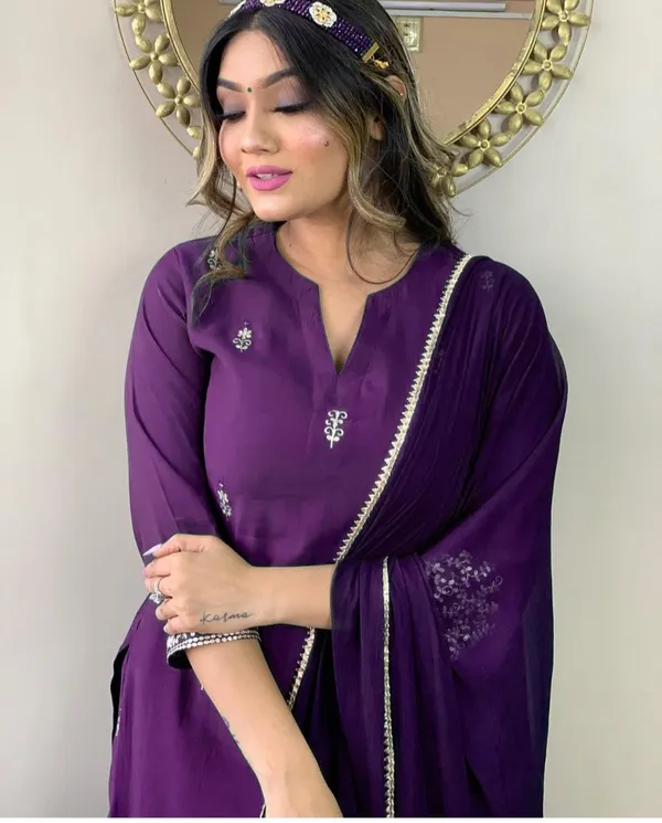 Blue_Rayon_Slub_Kurti_With_Pant_And_Dupatta_Set_For_Women