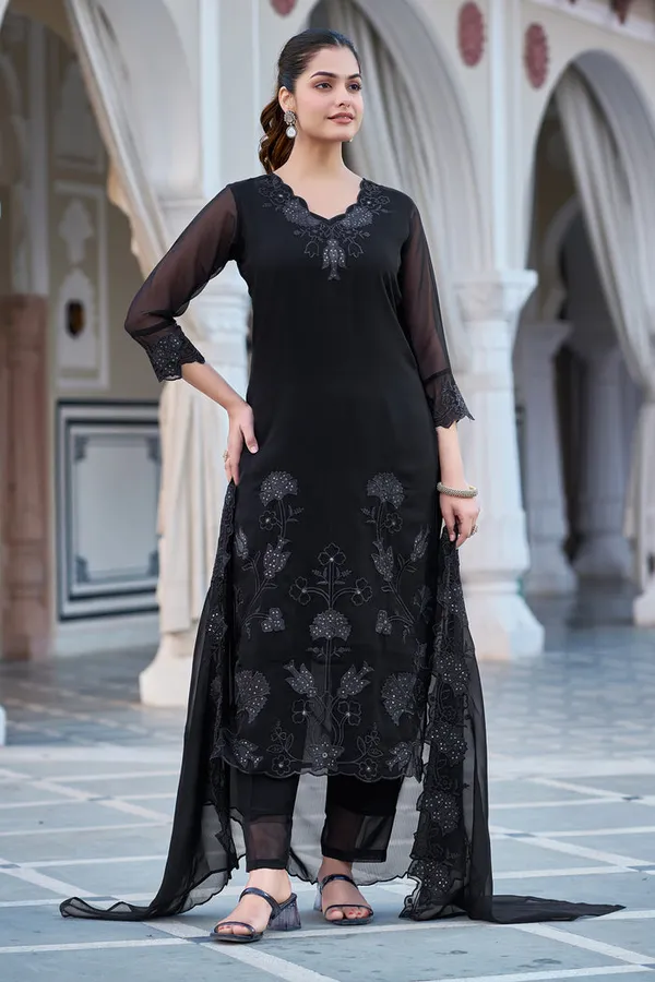 Black_Fox_Blooming_Georgette_Kurti_With_Pant_And_Dupatta_Set_For_Women