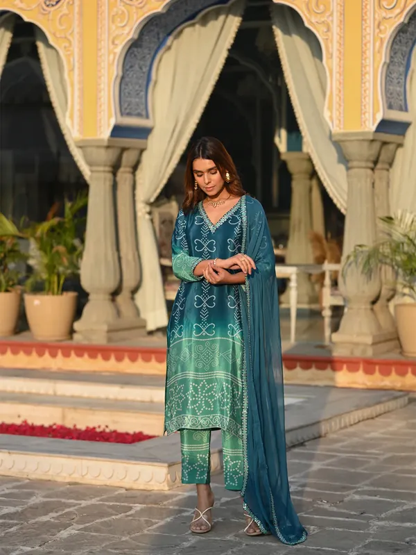 Blue_Chinon_Silk_Kurti_With_Pant_And_Dupatta_Set_For_Women