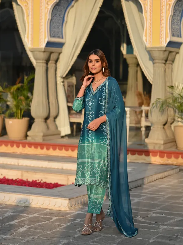 Blue_Chinon_Silk_Kurti_With_Pant_And_Dupatta_Set_For_Women