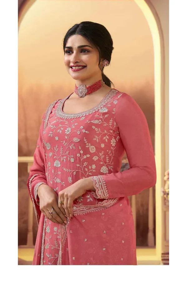 Light_Pink_Vichitra_Kurti_With_Pant_And_Dupatta_Set_For_Women