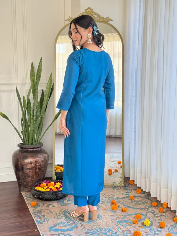 Sky_Blue_Roman_Silk_Kurti_With_Pant_And_Dupatta_Set_For_Women